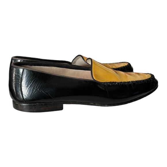 Vintage 80’s PATRIZIA PANCALDI Black & Gold Soft Leather Loafer Two Tone size 7 - Picture 7 of 12